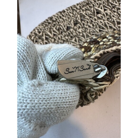 Vintage Sun N San Brown 1986 woven macramé beaded bohemian BoHo shoulder bag - Picture 10 of 12